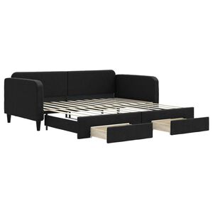 vidaXL Sof&aacute;-cama com gavet&atilde;o e gavetas 100x200 cm tecido preto