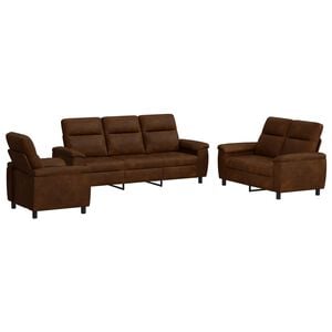 vidaXL Conjunto de Sof&aacute;s 3 pcs Verde Ex&eacute;rcito Couro Suede Sint&eacute;tico