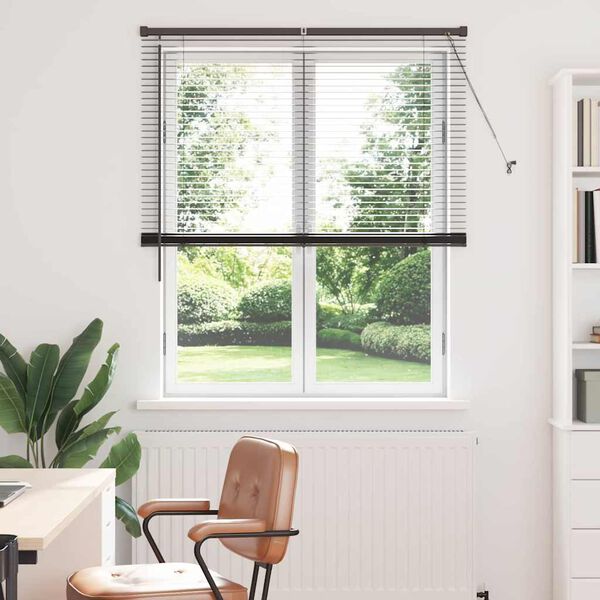 vidaXL Persianas venecianas com cortinas Preto 175 x 120 cm Alum&iacute;nio