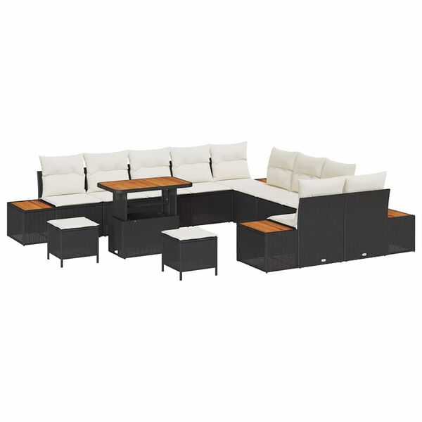 vidaXL Conjunto de Sof&aacute; de Jardim 13 pcs Preto Rattan Sint&eacute;tico