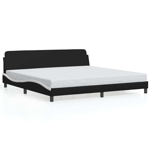 vidaXL Estrutura de cama Dover couro artificial preto e branco
