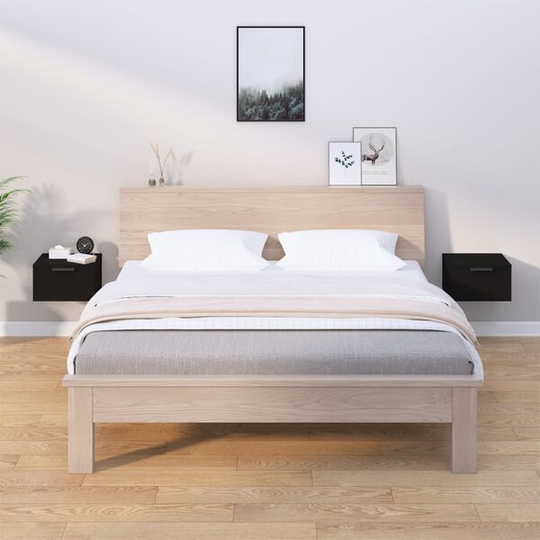 vidaXL Mesas de cabeceira montagem na parede 2 pcs 34x30x20 cm preto