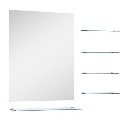 vidaXL Espelho de parede com 5 prateleiras 50x60 cm prateado