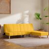 vidaXL Sof&aacute;-cama de 2 lugares c/ banco tecido amarelo