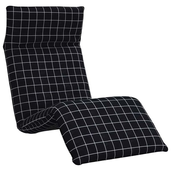 vidaXL Espregui&ccedil;adeira dobr&aacute;vel 175x54x8,5 cm xadrez preto