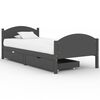 vidaXL Estrutura cama c/ 2 gavetas 100x200cm pinho maci&ccedil;o cinza-escuro