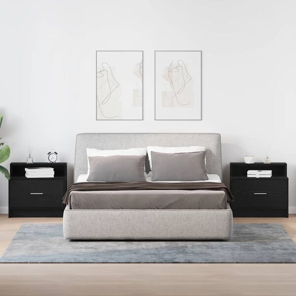 vidaXL Mesas de cabeceira com gaveta 2 pcs 51x31x47 cm carvalho preto