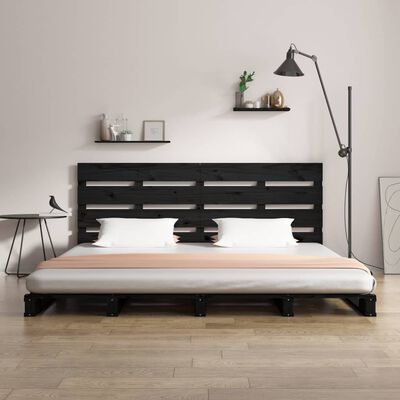 vidaXL Estrutura de cama de casal 135x190 cm pinho maciço preto