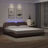vidaXL Estrutura de cama com LED sem colch&atilde;o Zadar 200x200 cm castanho