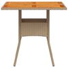 vidaXL Mesa de jardim 80x80x75 cm vime PE e madeira de ac&aacute;cia bege