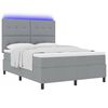 vidaXL Cama Box com colch&atilde;o com led Cinzento-claro 160 x 200 cm tecido