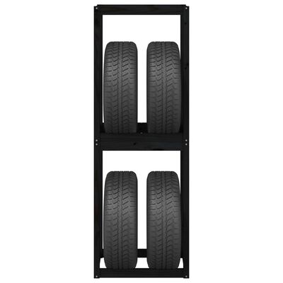 vidaXL Prateleira para pneus 63x40x180cm madeira de pinho maciça preto