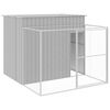 vidaXL Casota c&atilde;es c/ parque 214x253x181 cm a&ccedil;o galvaniz. cinza-claro