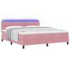 vidaXL Cama Box Spring LED com colch&atilde;o Rosa 180 x 200 cm Veludo