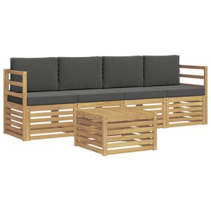 vidaXL Conjunto de Sof&aacute;s para Exterior 5 unid. Branco e Antracite