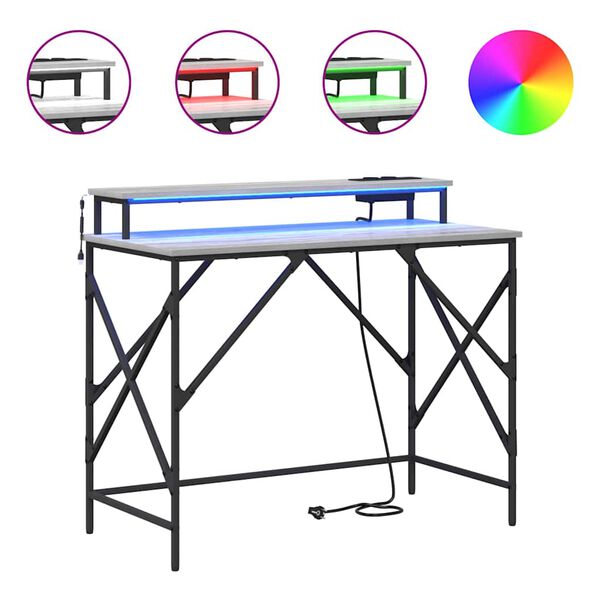 vidaXL Mesa Cinza Sonoma 100 x 50 x 86,5 cm Madeira processada