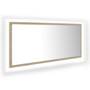 vidaXL Espelho casa banho c/ LED 100x8,5x37cm acr&iacute;lico carvalho sonoma