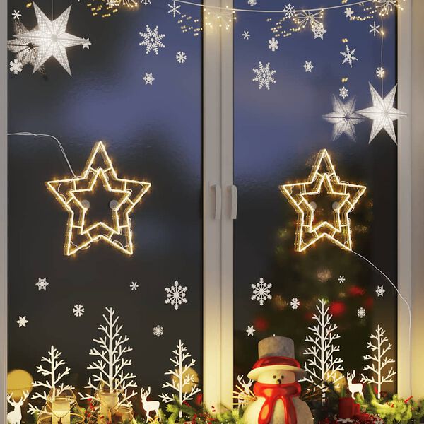 vidaXL Luzes de Natal Silhueta da estrela 2 pcs 50 LEDs branco quente