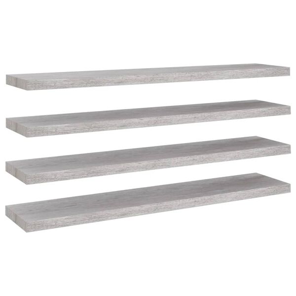 vidaXL Prateleiras de parede 4 pcs 120x23,5x3,8cm MDF cinzento-cimento