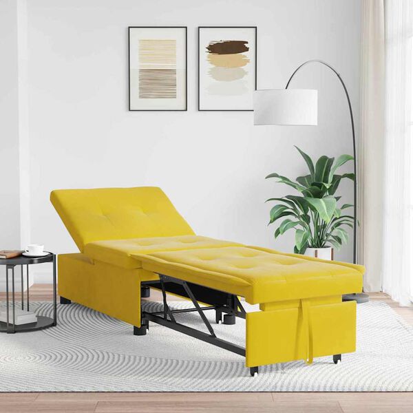 vidaXL Sof&aacute;-Cama Amarelo 194 x 67 x 82 cm Veludo