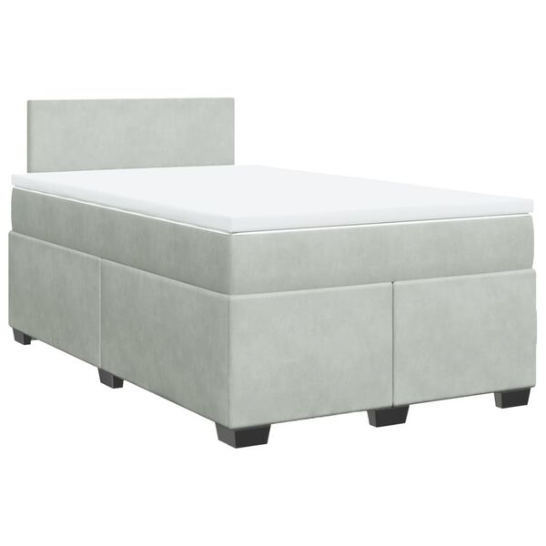 vidaXL Cama boxspring c/ colch&atilde;o 120x200 cm veludo cinzento-claro