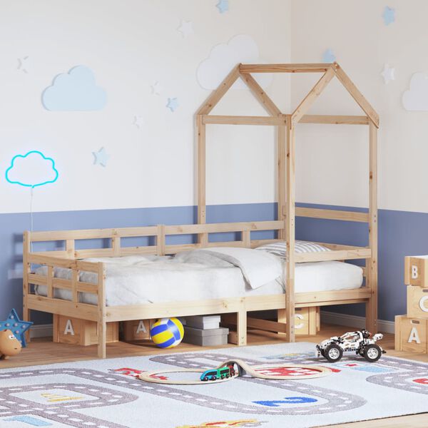 vidaXL Sof&aacute;-cama com telhado 80x200 cm madeira de pinho maci&ccedil;a