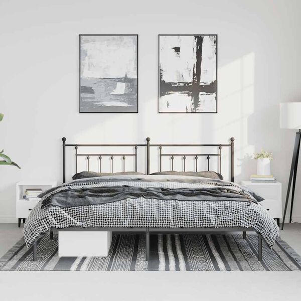 vidaXL Estrutura de cama com cabeceira 183x213 cm metal preto