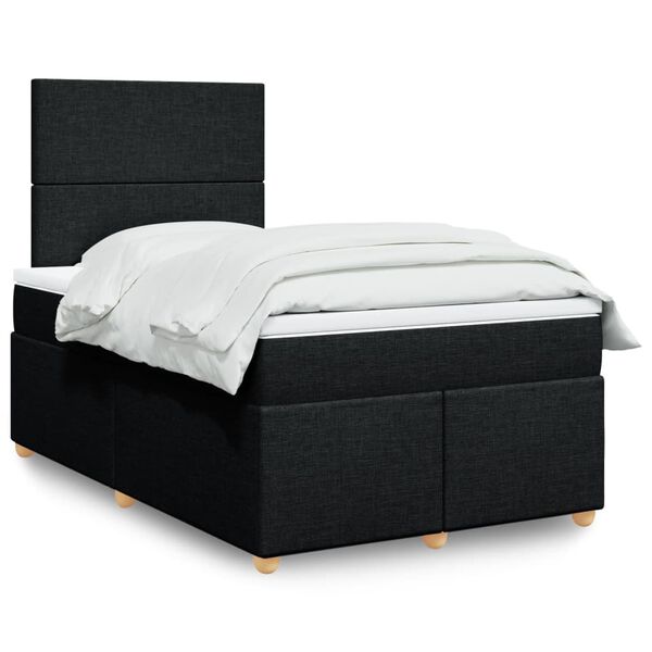 vidaXL Cama boxspring com colchão 120x190 cm tecido preto