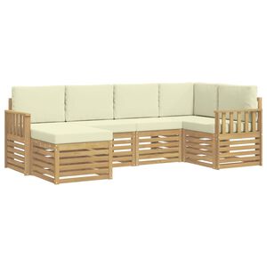 vidaXL Conjunto de Sof&aacute;s para Exterior 6 unid. Branco e Creme