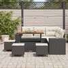 vidaXL Conjunto de Sof&aacute; de Jardim com almofada 9 pcs Preto e Creme