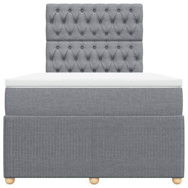vidaXL Cama com molas/colch&atilde;o 120x200 cm tecido cinza-claro