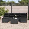 vidaXL Conjunto de Sof&aacute; de Jardim com almofada 7 pcs Preto vime PE