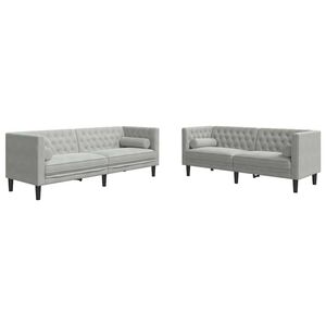 vidaXL Sof&aacute; de Sala de Estar 2 pcs Cinzento-claro 194 x 74,5 x 70,5 cm