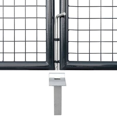 vidaXL Portão de jardim em rede aço galvanizado 289x150 cm cinzento