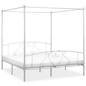vidaXL Estrutura de cama com dossel metal 180x200 cm branco