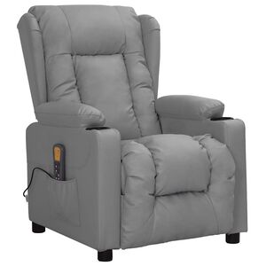 vidaXL Cadeira de massagens couro artificial cinzento