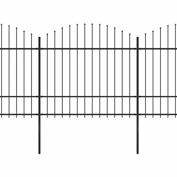 vidaXL Cerca de jardim com topo em forma de lan&ccedil;a em a&ccedil;o 1070x175 cm, preta