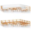 vidaXL 11 pcs conj. lounge jardim c/ almofad&otilde;es cor creme teca maci&ccedil;a