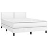 vidaXL Cama box spring c/colch&atilde;o/LED 140x190cm couro artificial branco