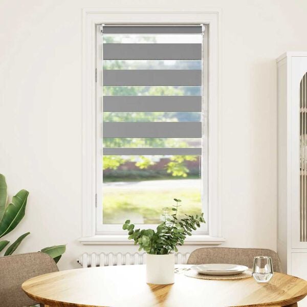 vidaXL Cortina Zebra 60,9x120 cm, Largura do tecido 56,7 cm, cinza