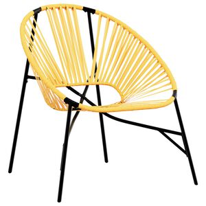 vidaXL Cadeira de jardim em forma de ovo vime PE preto e amarelo