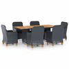 vidaXL 7 pcs conj. jantar exterior c/ almofad&otilde;es vime PE cinza-escuro