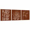 vidaXL Decora&ccedil;&otilde;es p/ muro jardim 3pcs 105x55cm a&ccedil;o corten design relva