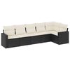 vidaXL 6 pcs conjunto sof&aacute;s de jardim c/ almofad&otilde;es vime PE preto