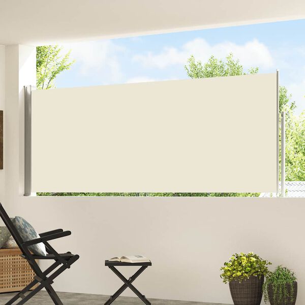 vidaXL Toldo lateral retr&aacute;til para p&aacute;tio 120x500 cm creme