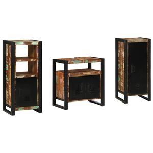 vidaXL Conjunto de M&oacute;veis para Banheiro 3 unid. Multicolorido e preto