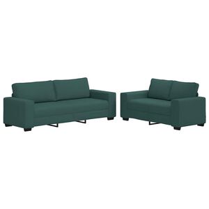 vidaXL Conjunto de sof&aacute; de 2 pe&ccedil;as com almofadas em tecido verde escuro