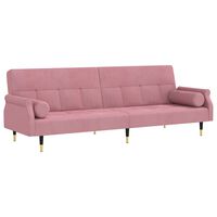 vidaXL Sofá-cama com almofadões veludo rosa