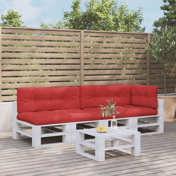 vidaXL Almofad&otilde;es para m&oacute;veis de paletes 5 pcs tecido vermelho
