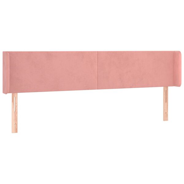 vidaXL Cabeceira de cama c/ abas veludo 183x16x78/88 cm rosa